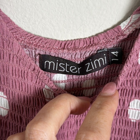 Mister Zimi Pink and White Polka Dot Midi Dress Size 14 - Picture 2 of 7